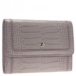 Montblanc Lilac Croc Embossed Leather French Wallet