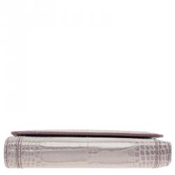Montblanc Lilac Croc Embossed Leather French Wallet