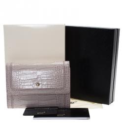 Montblanc Lilac Croc Embossed Leather French Wallet