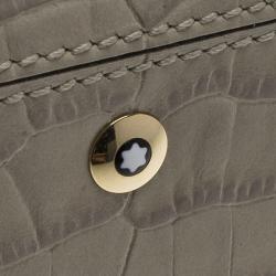 Pre Owned Montblanc Beige Croc Embossed Boheme Zip Around Wallet