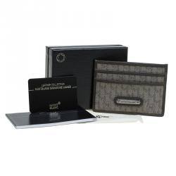 Pre Owned Montblanc Beige/Brown Coated Canvas Signature Pocket Holder 4CC