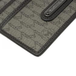 Pre Owned Montblanc Beige/Brown Coated Canvas Signature Pocket Holder 4CC