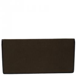 Montblanc Khaki/Brown Fabric and Embossed Leather Nightflight Wallet 6CC