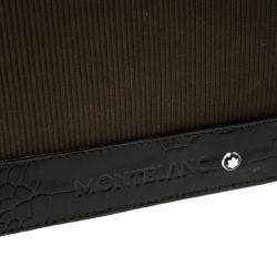 Montblanc Khaki/Brown Fabric and Embossed Leather Nightflight Wallet 6CC