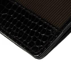 Montblanc Khaki/Brown Fabric and Embossed Leather Nightflight Wallet 6CC
