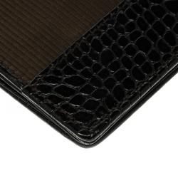 Montblanc Khaki/Brown Fabric and Embossed Leather Nightflight Wallet 6CC