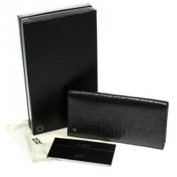 Pre Owned Montblanc Gun Metal Leather Westside Black Mystery Wallet 14CC