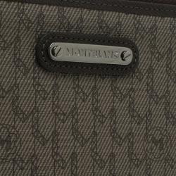 Pre Owned Montblanc Brown Leather and Signature Canvas Zip Around Travel Wallet
