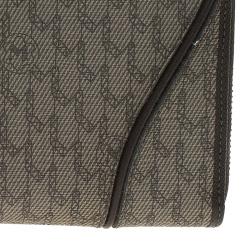 Pre Owned Montblanc Brown Leather and Signature Canvas Zip Around Travel Wallet