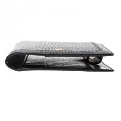 Pre Owned Montblanc Black Sand Lizard Embossed Leather Small Agenda