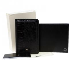 Pre Owned Montblanc Black Sand Lizard Embossed Leather Small Agenda