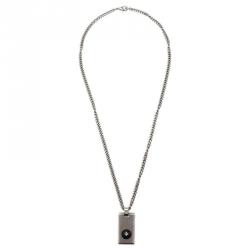 Pre Owned Montblanc Diamond Stainless Steel Pendant Necklace