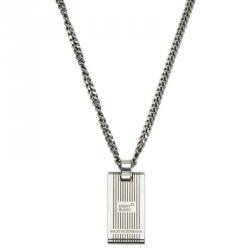 Pre Owned Montblanc Diamond Stainless Steel Pendant Necklace