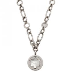 Montblanc Star Signet Mother Of Pearl Silver Pendant Necklace 