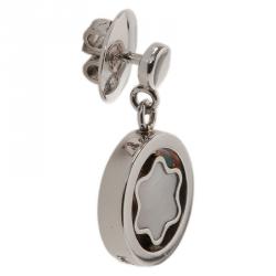 Pre Owned Montblanc Star Signet Mother Of Pearl Silver Dangle Stud Earrings