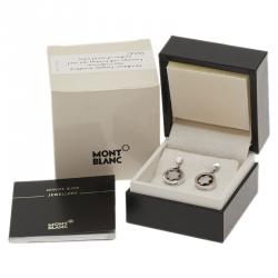 Pre Owned Montblanc Star Signet Mother Of Pearl Silver Dangle Stud Earrings