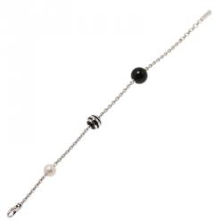 Pre Owned Montblanc Pearl and Onyx Silver Bracelet