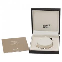 Pre Owned Montblanc Pearl and Onyx Silver Bracelet