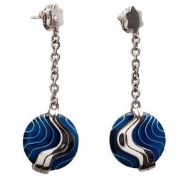 Pre Owned Montblanc Blue Pendant Silver Earrings