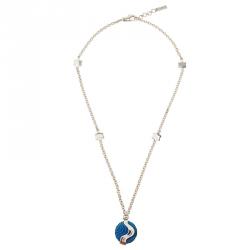 Pre Owned Montblanc Blue Pendant Silver Necklace