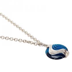 Pre Owned Montblanc Blue Pendant Silver Necklace