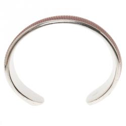 Pre Owned Montblanc Burgundy Leather Silver Cuff Bracelet