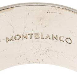Pre Owned Montblanc Burgundy Leather Silver Cuff Bracelet