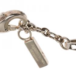 Pre Owned Montblanc Cabochon de Montblanc Collection Rose Quartz Star Link Silver Bracelet