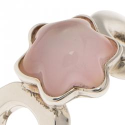 Pre Owned Montblanc Cabochon de Montblanc Rose Quartz Silver Ring Size 52
