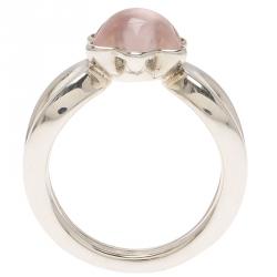 Pre Owned Montblanc Cabochon de Montblanc Rose Quartz Silver Ring Size 52
