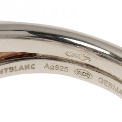 Pre Owned Montblanc Cabochon de Montblanc Rose Quartz Silver Ring Size 52