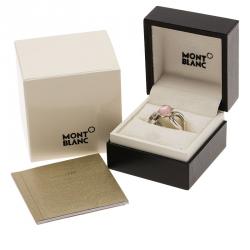 Pre Owned Montblanc Cabochon de Montblanc Rose Quartz Silver Ring Size 52