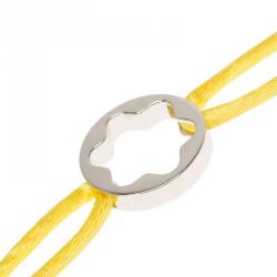 Pre Owned Montblanc Star Collection Yellow Satin Silver Star Bracelet