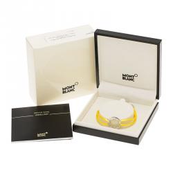 Pre Owned Montblanc Star Collection Yellow Satin Silver Star Bracelet