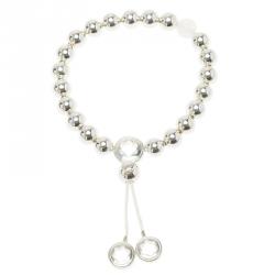 Pre Owned Montblanc Star Collection Milky Quartz White Cord Silver Bead Bracelet 16cm