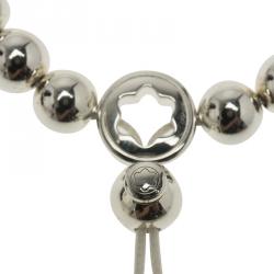 Pre Owned Montblanc Star Collection Milky Quartz White Cord Silver Bead Bracelet 16cm