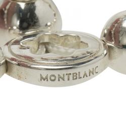 Pre Owned Montblanc Star Collection Milky Quartz White Cord Silver Bead Bracelet 16cm