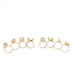 Pre Owned Moschino Logo Crystal Gold Tone Knuckle Rings