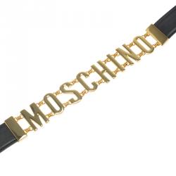 Moschino Black Leather Logo Chain Belt 105 CM