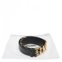 Moschino Black Leather Logo Chain Belt 105 CM