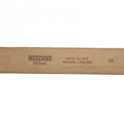 Pre Owned Moschino Red Leather Logo Belt 95 CM