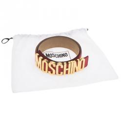Pre Owned Moschino Red Leather Logo Belt 95 CM