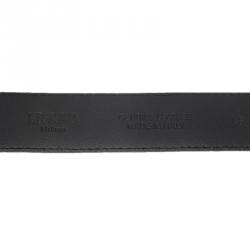 Pre Owned Moschino Black Leather Logo Chain Belt 115 CM