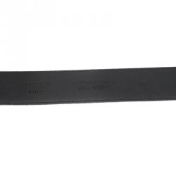 Pre Owned Moschino Black Leather Logo Chain Belt 100 CM