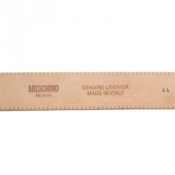 Pre Owned Moschino White Leather Logo Chain Belt 110 CM
