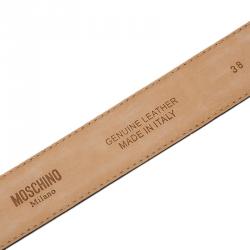 Pre Owned Moschino Red Leather Logo Belt 95 CM