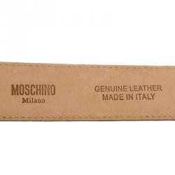 Pre Owned حزام موسكينو جلد أحمر وسلسلة بشعار الماركة 100 سم