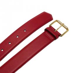 Pre Owned حزام موسكينو جلد أحمر وسلسلة بشعار الماركة 100 سم