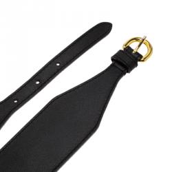 مملوكة مسبقًا Moschino Black Leather Logo Charm Belt 110CM