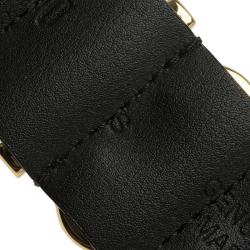 Pre Owned Moschino Logo Black Leather Gold Tone Cuff Bracelet S